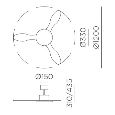 Ventilateurs plafonniers LED - Ventilateur plafonnier 3600 lm Ø1200 – BOREAS – blanc mat, hélice bois naturel