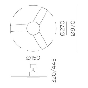 Ventilateurs plafonniers LED - Ventilateur plafonnier 3000 lm Ø970 – ZEPHYRUS – blanc mat, pales bois naturel