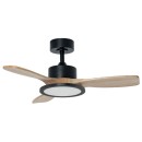 Ventilateurs plafonniers LED - Ventilateur plafonnier 3000 lm Ø970 – ZEPHYRUS – noir mat, bois naturel clair