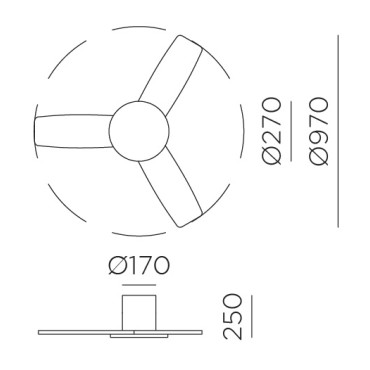 Ventilateurs plafonniers LED - Ventilateur plafonnier 3000 lm Ø970 – AEOLUS – noir mat, hélice bois exotique teinté
