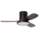 Ventilateurs plafonniers LED - Ventilateur plafonnier 3000 lm Ø970 – AEOLUS – noir mat, hélice bois exotique teinté