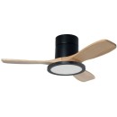 Ventilateurs plafonniers LED - Ventilateur plafonnier 3000 lm Ø970 – AEOLUS – noir mat, hélice bois naturel