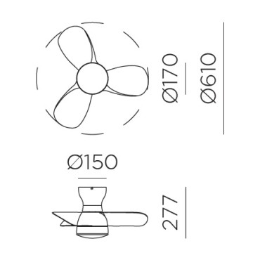 Ventilateurs plafonniers LED - Ventilateur plafonnier 2400 lm Ø610 – ALCYON – blanc, hélice bois clair