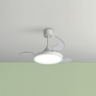 Ventilateurs plafonniers LED - Ventilateur plafonnier 3000 lm Ø1070 – EOLIS – blanc, pales rétractables