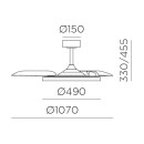Ventilateurs plafonniers LED - Ventilateur plafonnier 3000 lm Ø1070 – EOLIS – blanc, pales rétractables