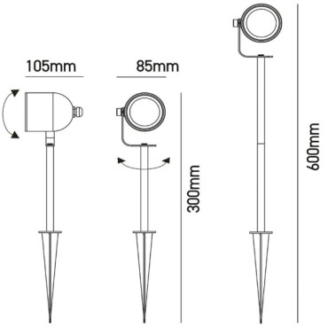 Lampes extérieures étanches IP65 - Projecteur extérieur sur piquet GU10 IP65 orientable – Hauteur réglable