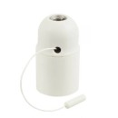 Douilles en Bakélite et PVC - Douille E27 blanche thermoplastique avec interrupteur à tirette