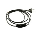 Câble Vinyl Vintage - Câble électrique noir vintage avec interrupteur – effet vinyle 2x0,75 mm² (1,5m à 3m)