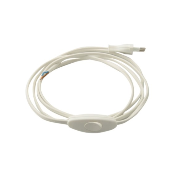 Câble Vinyl Vintage - Câble électrique blanc avec interrupteur – effet vinyle 2x0,75 mm² (1,5m à 3m)