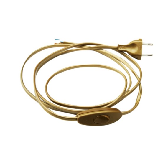 Câble Vinyl Vintage - Câble électrique doré avec interrupteur – effet textile 2x0,75 mm² (2m et 3m)