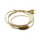 Câble Vinyl Vintage - Câble électrique doré avec interrupteur – effet textile 2x0,75 mm² (2m et 3m)
