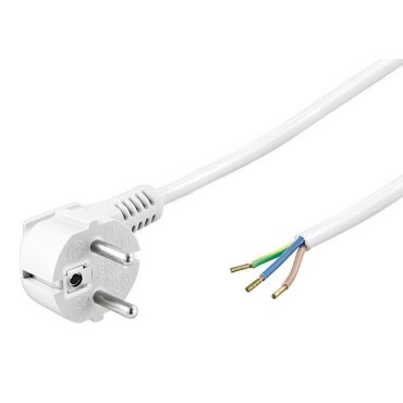 Câble Vinyl Vintage - Cordon électrique blanc rond 3 fils avec terre et fiche 3 pôles – 3x0,75 mm² – 1,5 m