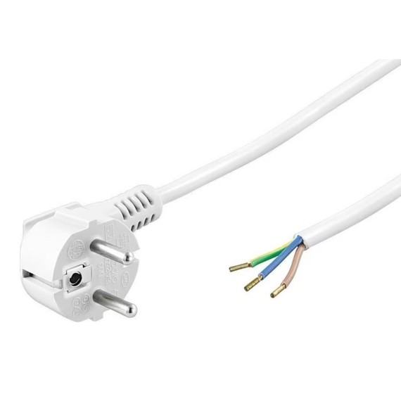 Câble Vinyl Vintage - Cordon électrique blanc rond 3 fils avec terre et fiche 3 pôles – 3x0,75 mm² – 1,5 m