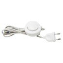 Câble Vinyl Vintage - Cordon électrique blanc avec interrupteur à pied et fiche – 2x0,75 mm² – 3,5 m