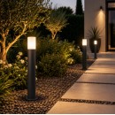Éclairage jardin & terrasse - Borne extérieure CADICE anthracite IP44 E27 pour terrasse, allée et jardin