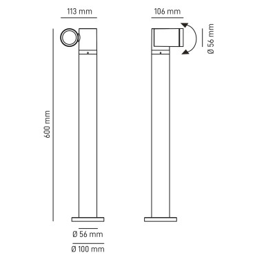 Éclairage jardin & terrasse - Borne extérieure orientable MERIDA6C finition cuivre IP65 GU10 pour jardin et terrasse