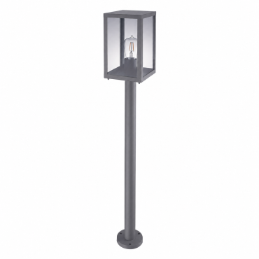 Éclairage jardin & terrasse - Borne lanterne extérieure LEON P anthracite 1 mètre IP44 E27 pour jardin et allée