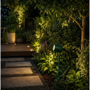Éclairage jardin & terrasse - Spot piquet extérieur vert orientable IP65 GU10 pour éclairage paysager naturel