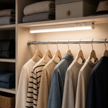 Éclairage cuisine & dressing - Réglette LED carrée CCT avec interrupteur – 5W à 22W – 30 à 147 cm