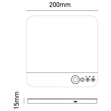 Éclairage cuisine & dressing - Panneau LED carré rechargeable avec détecteur de présence – 200 x 200 mm