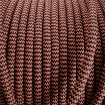 Fil électrique tissu câble rond 2x0.75 mm² Câble Textile Orange et Noir