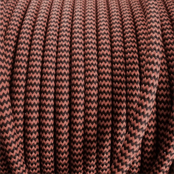 Fil électrique tissu câble rond 2x0.75 mm² Câble Textile Orange et Noir - 2x0.75mm²