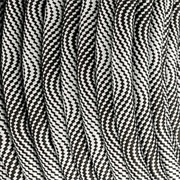 Fil électrique tissu câble rond 2x0.75 mm² Câble textile Hypno Noir et Argent - Fil électrique tissu