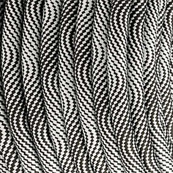 Fil électrique tissu câble rond 2x0.75 mm² Fil Électrique Tissu Noir et Argent 2x0,75mm² - Câble Électrique Textile de Qualité