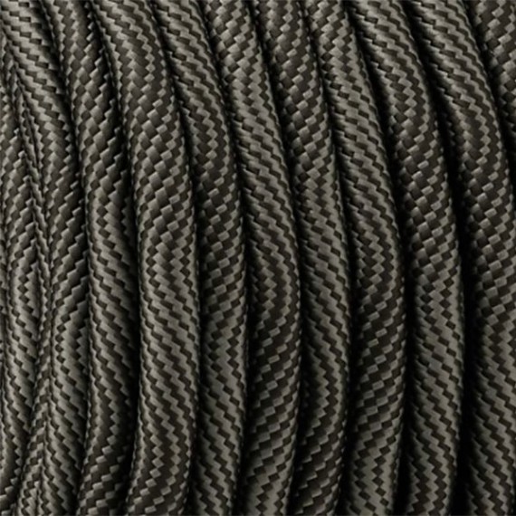 Fil électrique tissu câble rond 2x0.75 mm² Câble textile Hypno Noir et Gris - 2x0.75mm²