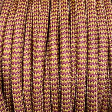 Fil électrique tissu câble rond 2x0.75 mm² Câble textile zébré bordeaux moutarde