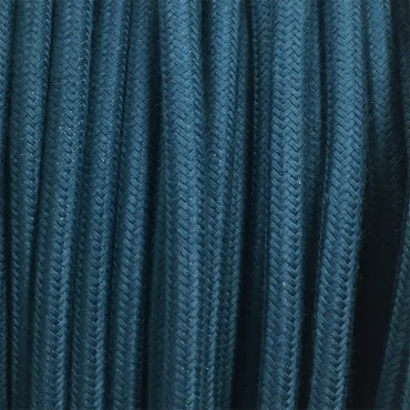 Fil électrique tissu câble rond 2x0.75 mm² Câble Textile Lin Bleu Canard