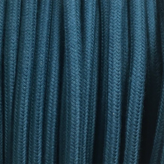 Fil électrique tissu câble rond 2x0.75 mm² Fil Électrique Lin Bleu Canard 2x0,75mm² - Câble Électrique Textile de Qualité