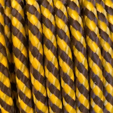 Fil électrique tissu câble rond 2x0.75 mm² Câble Textile Spirales Jaune et Marron - 2x0.75mm²