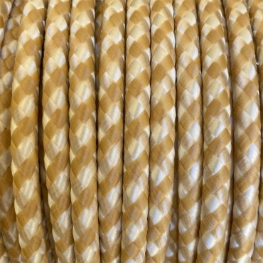 Fil électrique tissu câble rond 2x0.75 mm² Câble Textile Spirales Blanc et Beige - 2x0.75mm²