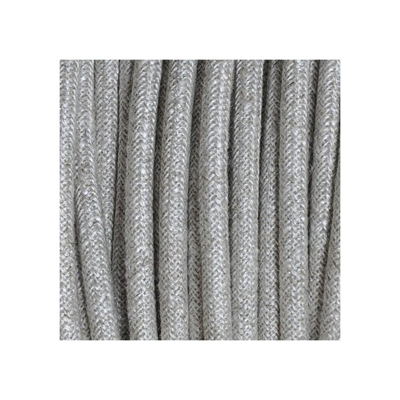 Fil électrique tissu - câble rond 3x0.75 mm² Câble Textile Lin Beige chiné Blanc 3 fils
