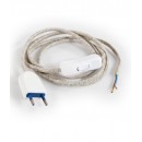 Câbles pré-montés - Câble Électrique Couleur Lin Clair | Prémonté avec Fiche et Interrupteur | Prêt à Installer