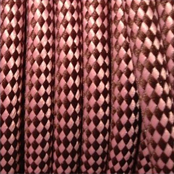Fil électrique tissu câble rond 2x0.75 mm² Câble Textile Rose Chocolat