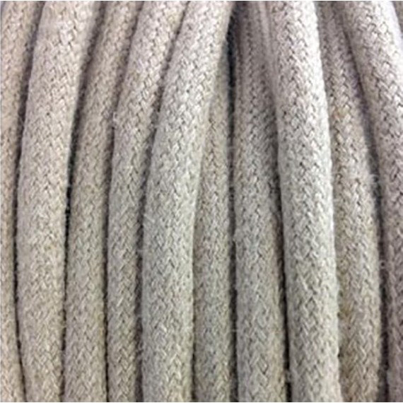 Fil électrique tissu - câble rond 3x0.75 mm² Câble textile Lin Beige 3 fils