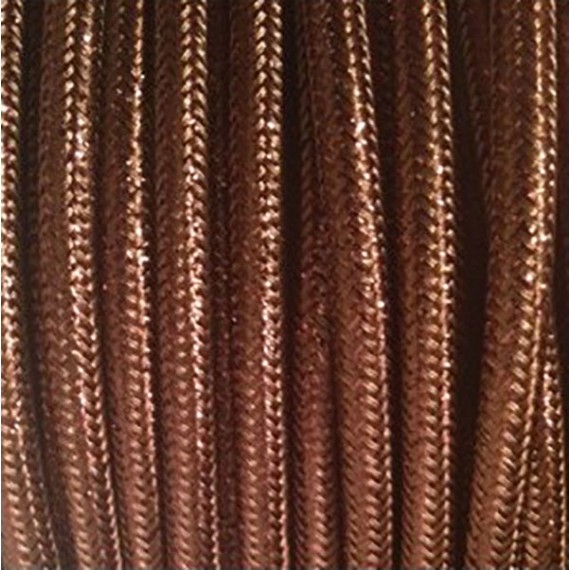 Fil électrique tissu - câble rond 3x0.75 mm² Câble Textile Brun Cuivré 3 fils