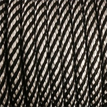 Fil électrique tissu câble rond 2x0.75 mm² Câble Textile Noir et Argent