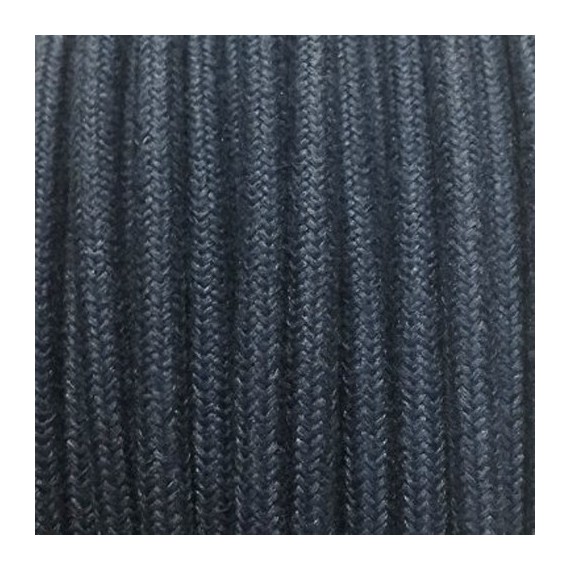 Fil électrique tissu - câble rond 3x0.75 mm² Câble Lin Bleu Denim 3 fils