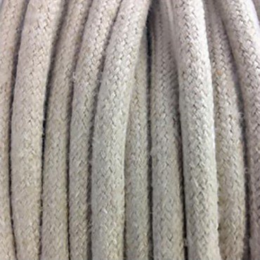 Fil électrique tissu câble rond 2x0.75 mm² Fil Électrique Lin naturel Beige Clair 2x0,75mm² - Câble Électrique Textile de Qua...