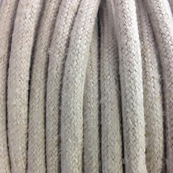 Fil électrique tissu câble rond 2x0.75 mm² Câble Textile Lin Beige clair