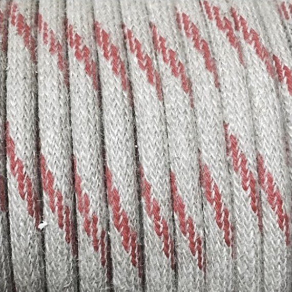 Fil électrique tissu câble rond 2x0.75 mm² Câble Textile Lin Beige inserts rouges