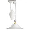 Lampes Suspensions - Suspension en Porcelaine Blanche, Réglage de la Hauteur par Contrepoids