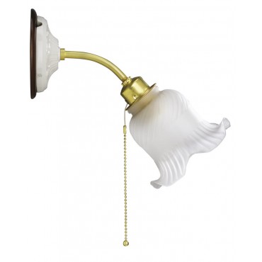 Luminaires - Applique porcelaine et réflecteur en verre forme fleur avec interrupteur