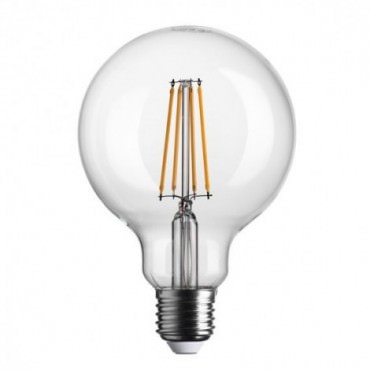 Ampoules LED Filament Verre Clair - Lampe LED Globe Ø95 mm – E27 – 8,5 W – 2700 K – 1055 lm – Filament décoratif