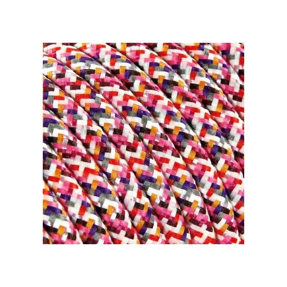 Fil électrique tissu câble rond 2x0.75 mm² Fil Électrique Tissu Pixel Rose Fushia 2x0,75mm² - Câble Électrique Textile de Qua...