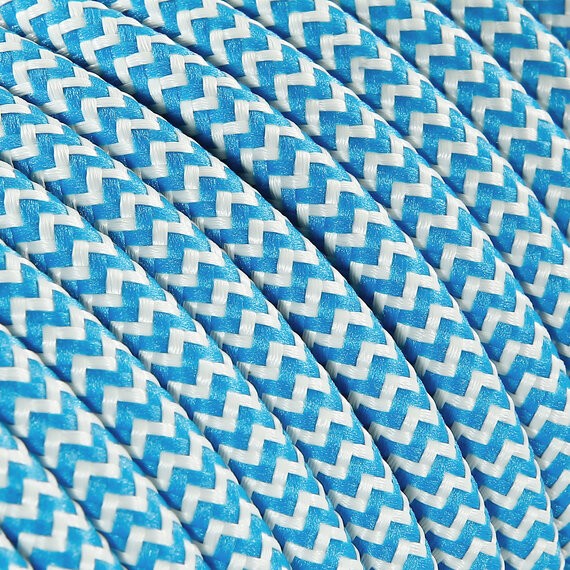 Fil électrique tissu câble rond 2x0.75 mm² Fil Électrique Tissu Bleu et Blanc 2x0,75mm² - Câble Électrique Textile de Qualité