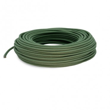 Fil électrique tissu câble rond 2x0.75 mm² Câble Textile Vert Militaire - 2x0.75mm²